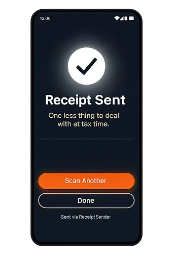 ReceiptSender App Confirmation Screen